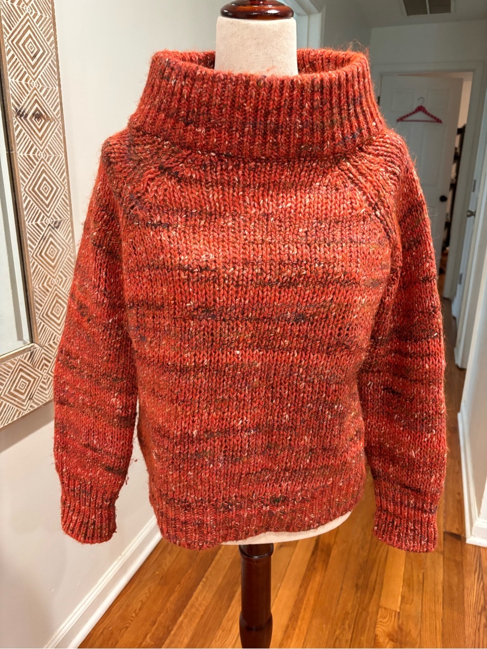 MOTH Anthropologie Rust Marled Alpaca Wool Silk Sweater Made in Italy Large